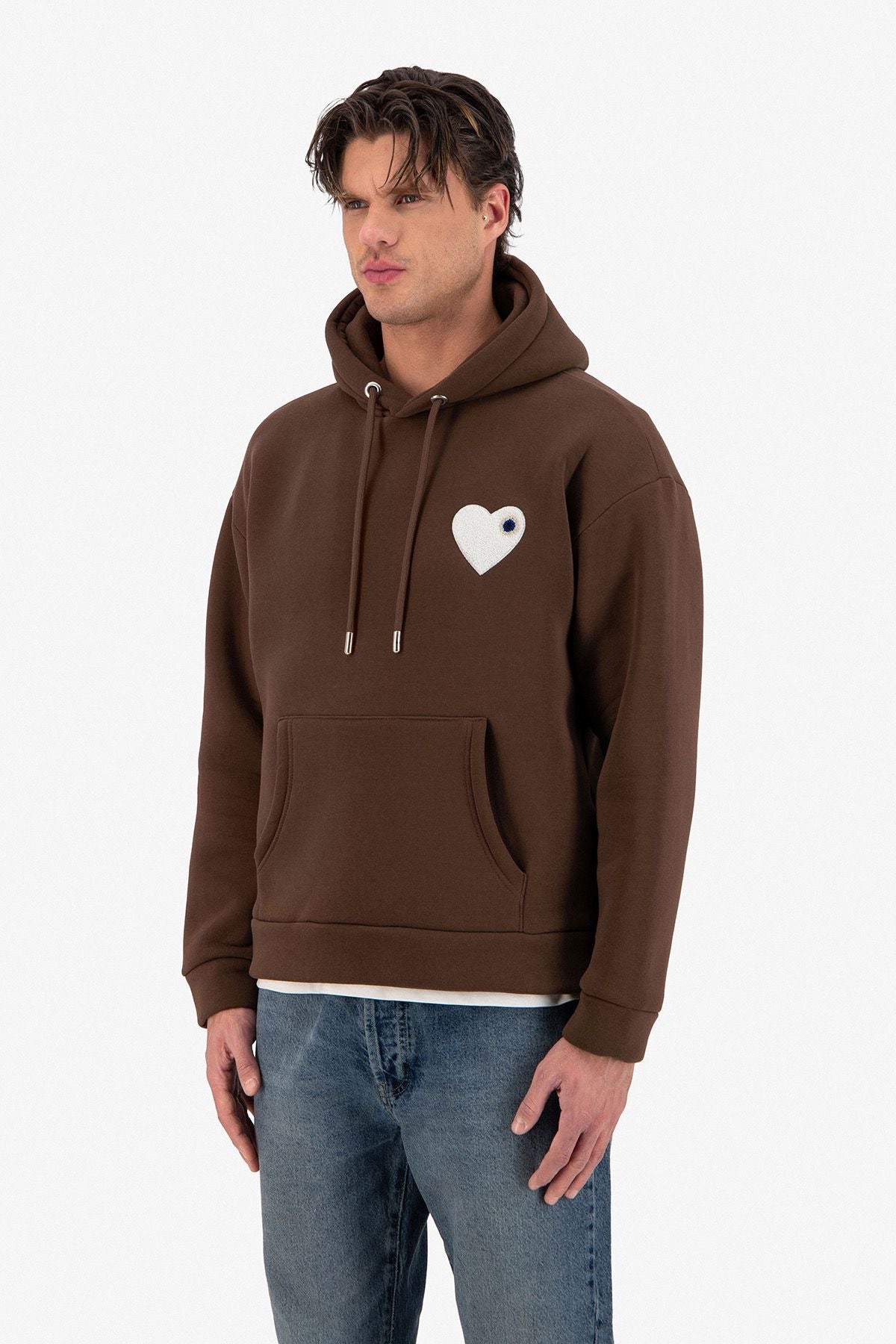 SWEAT CŒUR MARRON